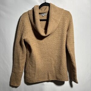 Classiques Entier M Tan Cowl Neck Textured Knit Wool Alpaca Blend Sweater